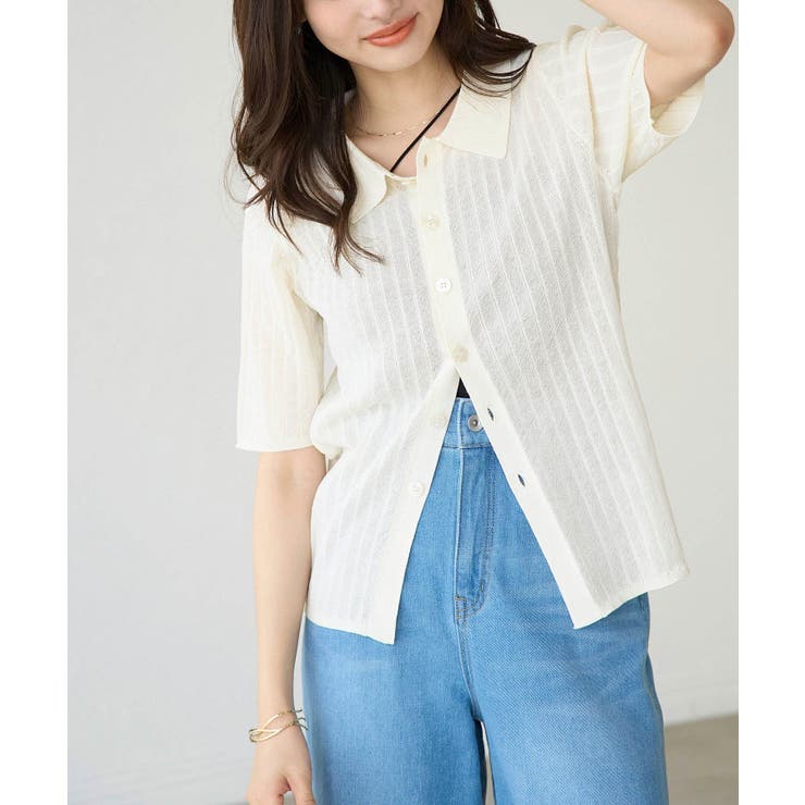 ハーフスリーブシアーポロニット | ROPE' PICNIC | 詳細画像19 