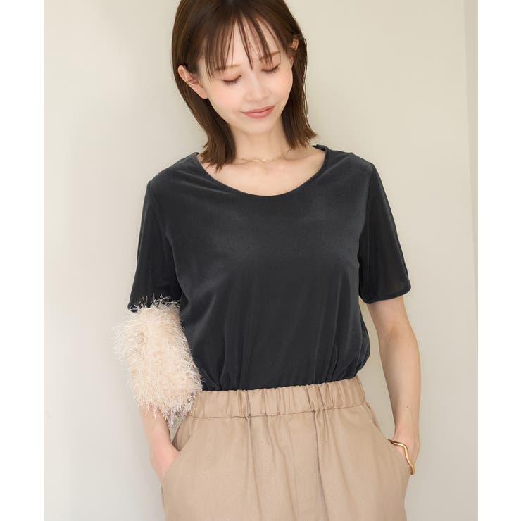 チャコール(06) | シアーベロアハーフスリーブカットトップス | ROPE' PICNIC