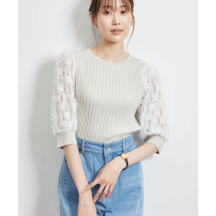 ライトグレー(08) | 袖レースニットプルオーバー | ROPE' PICNIC