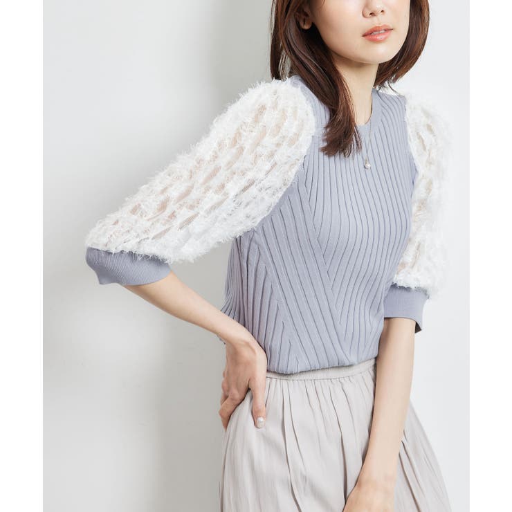 ブルー系(45) | 袖レースニットプルオーバー | ROPE' PICNIC