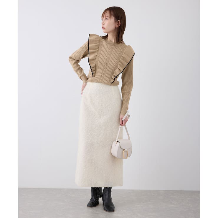 美品⭐︎UNMINOU フリルカラーニットベージュ 色で選ぶ,WHITE | UN MINOU
