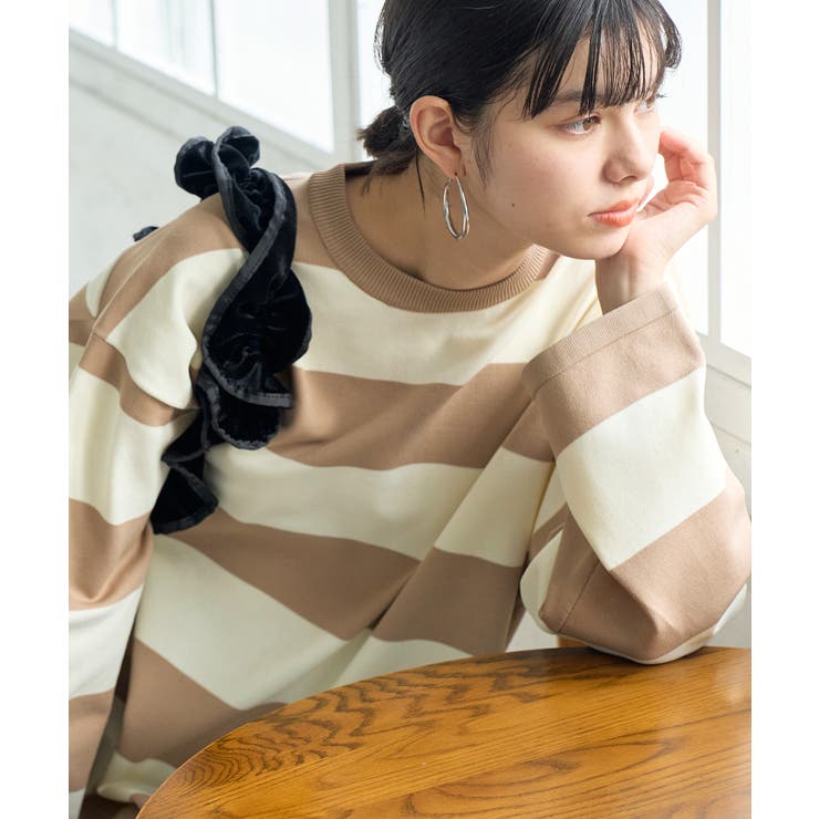 ベージュ(27) | 太ボーダーニットプルオーバー | ROPE' PICNIC