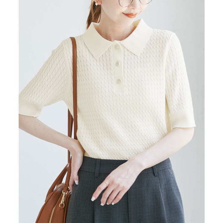ミニケーブルハーフスリーブニットポロシャツ | ROPE' PICNIC | 詳細画像4 