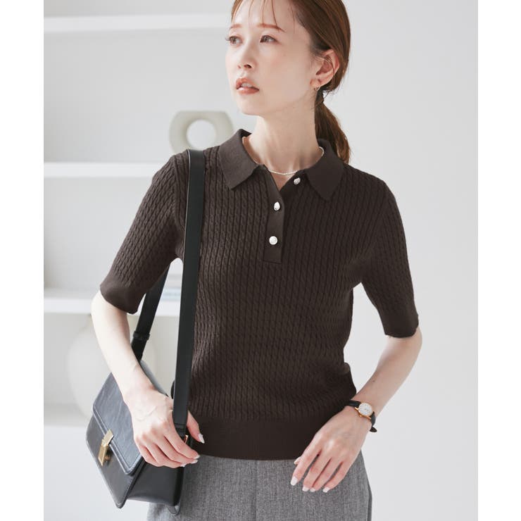 ミニケーブルハーフスリーブニットポロシャツ | ROPE' PICNIC | 詳細画像9 