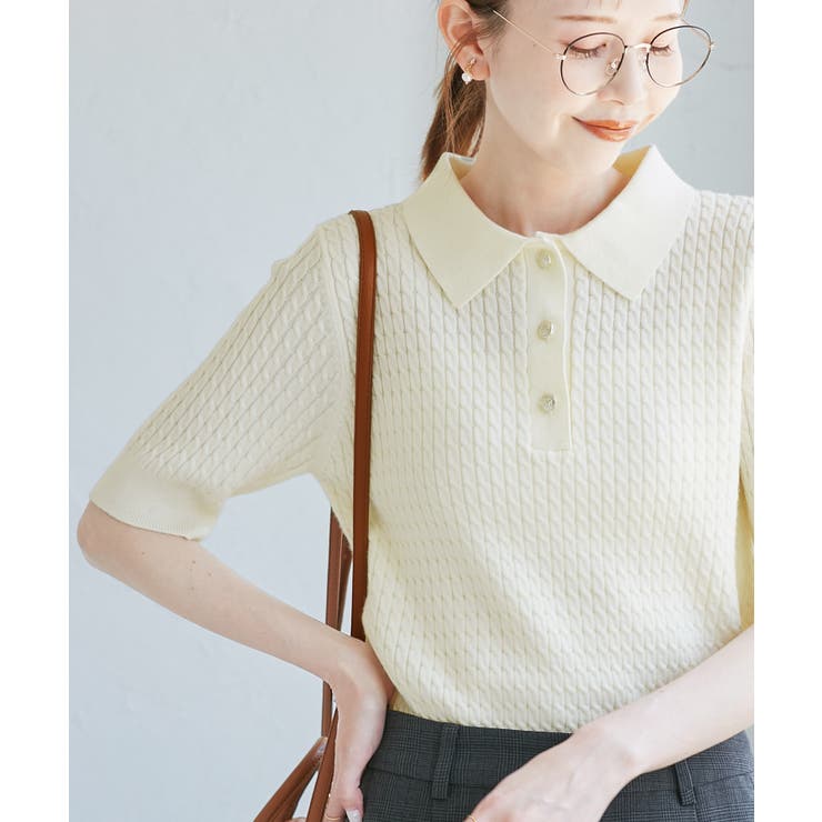 キナリ(16) | ミニケーブルハーフスリーブニットポロシャツ | ROPE' PICNIC