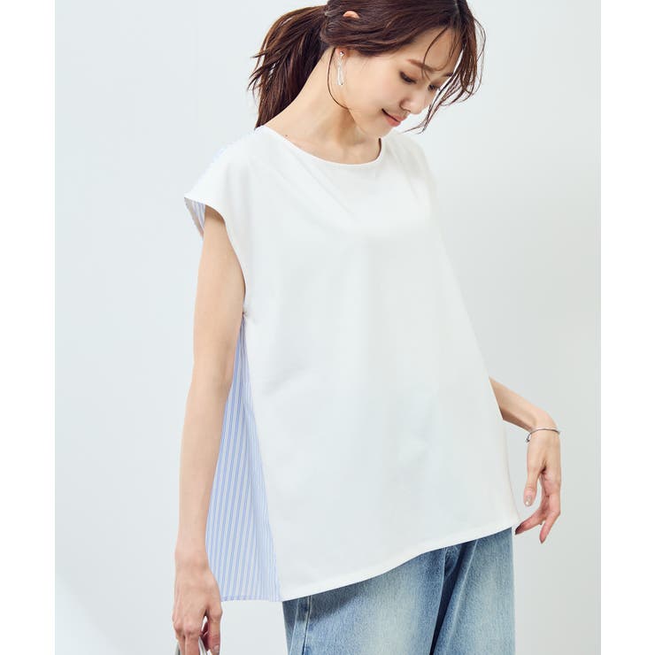 ホワイト系(11) | ストライプドッキングフレンチスリーブプルオーバー | ROPE' PICNIC