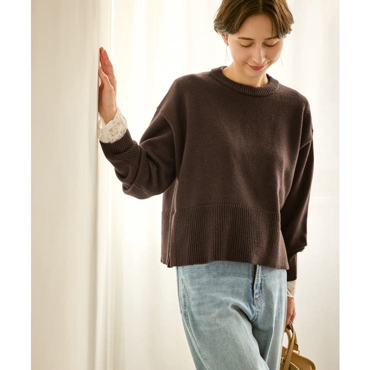 【新色追加】着丈が選べるクルーネックサイドスリットニットプルオーバー イージーケ… | ROPE' PICNIC | 詳細画像10 