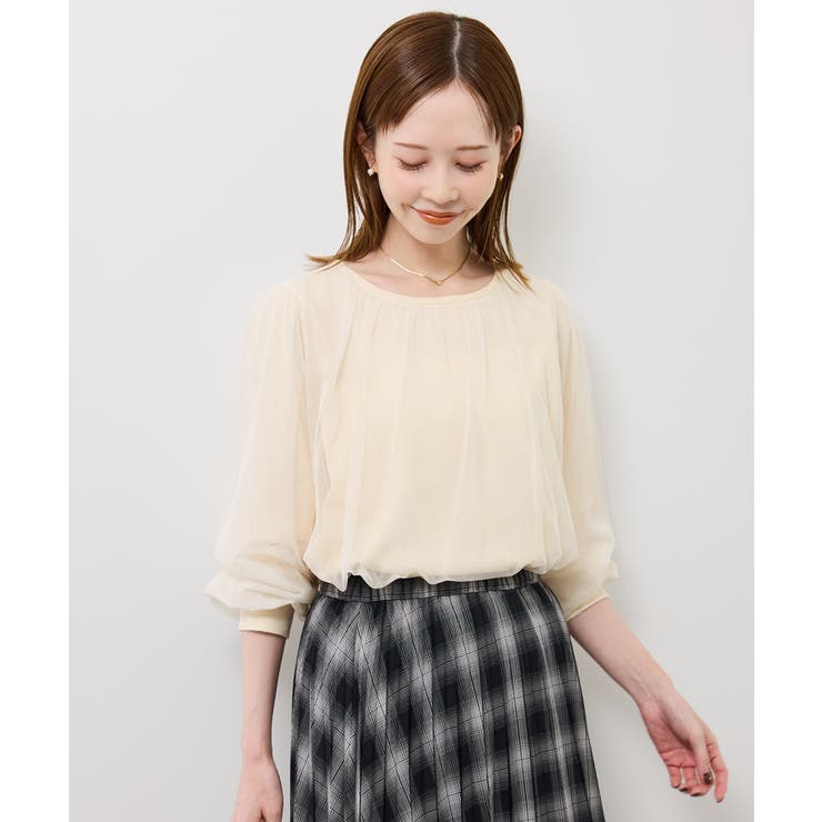 チュールドッキングボリュームスリーブニットプルオーバー | ROPE' PICNIC | 詳細画像11 