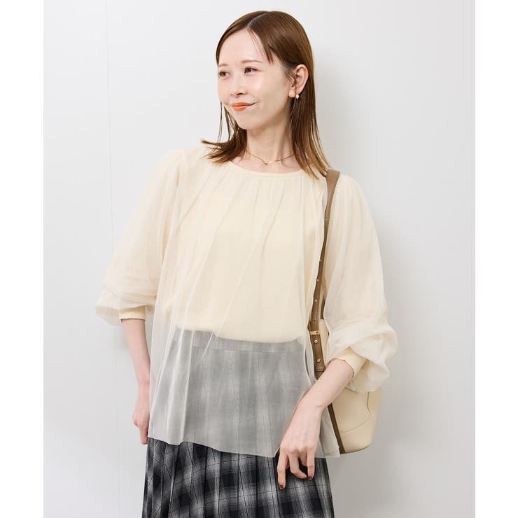 チュールドッキングボリュームスリーブニットプルオーバー | ROPE' PICNIC | 詳細画像12 