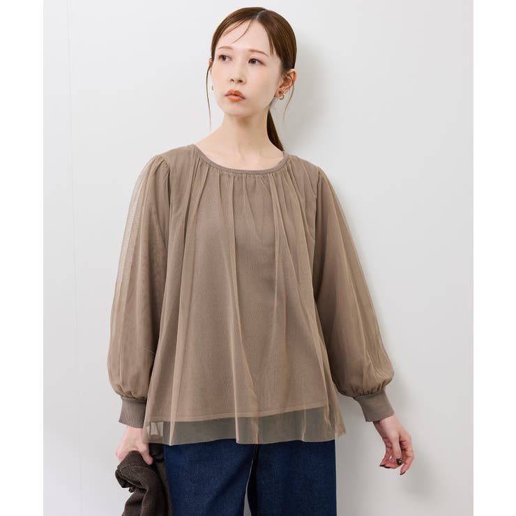 チュールドッキングボリュームスリーブニットプルオーバー | ROPE' PICNIC | 詳細画像15 