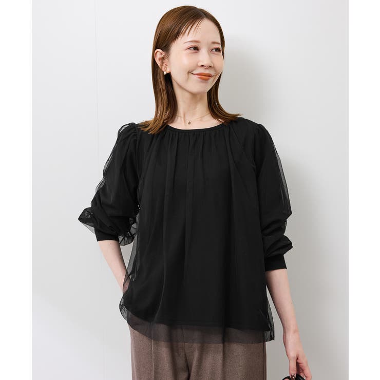 チュールドッキングボリュームスリーブニットプルオーバー | ROPE' PICNIC | 詳細画像5 