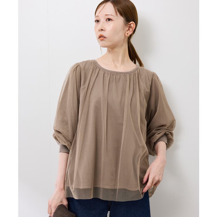 ブラウン系(22) | チュールドッキングボリュームスリーブニットプルオーバー | ROPE' PICNIC