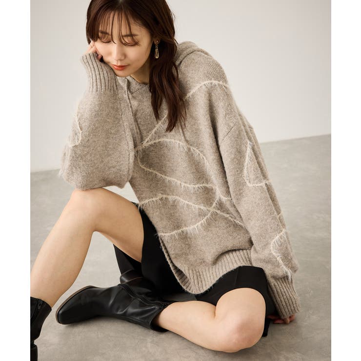 ベージュ(27) | コードリンキングニットフーディ | ROPE' PICNIC