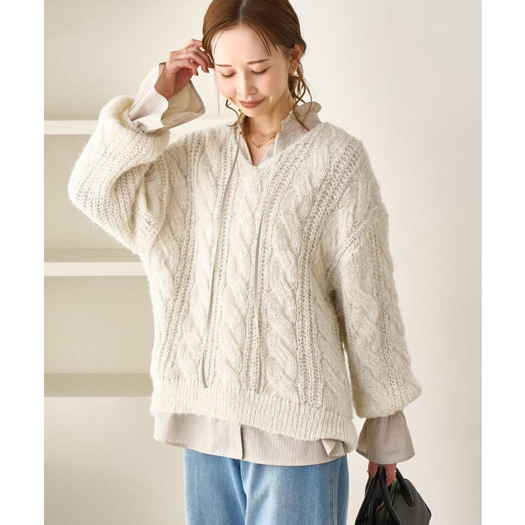 ゆるケーブル編みVネックニット | ROPE' PICNIC | 詳細画像10 