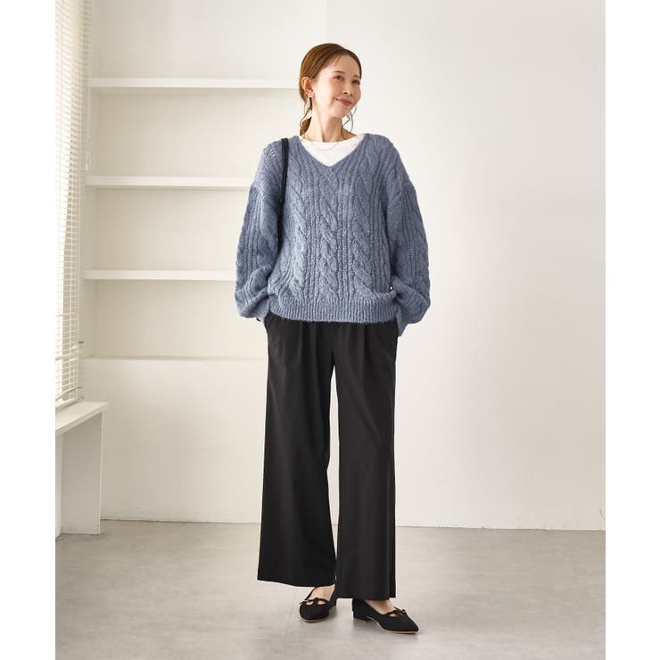 ゆるケーブル編みVネックニット | ROPE' PICNIC | 詳細画像12 