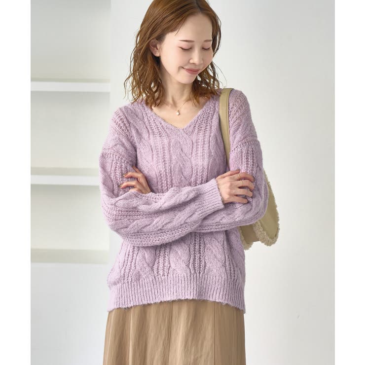 ゆるケーブル編みVネックニット | ROPE' PICNIC | 詳細画像20 