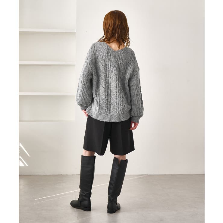 ゆるケーブル編みVネックニット | ROPE' PICNIC | 詳細画像4 