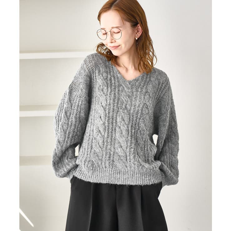 ゆるケーブル編みVネックニット | ROPE' PICNIC | 詳細画像5 