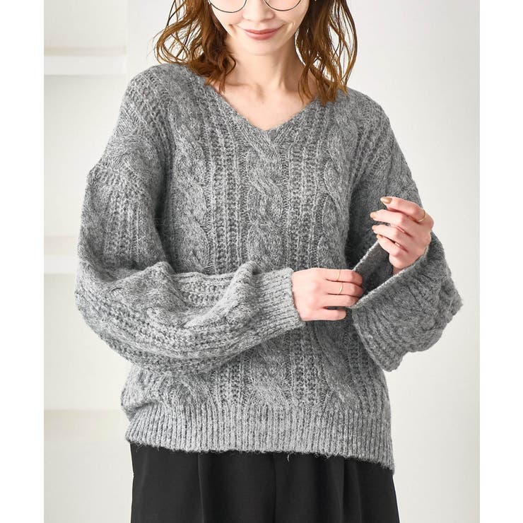 ゆるケーブル編みVネックニット | ROPE' PICNIC | 詳細画像7 