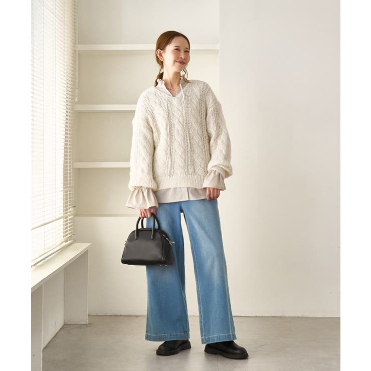 ゆるケーブル編みVネックニット | ROPE' PICNIC | 詳細画像8 
