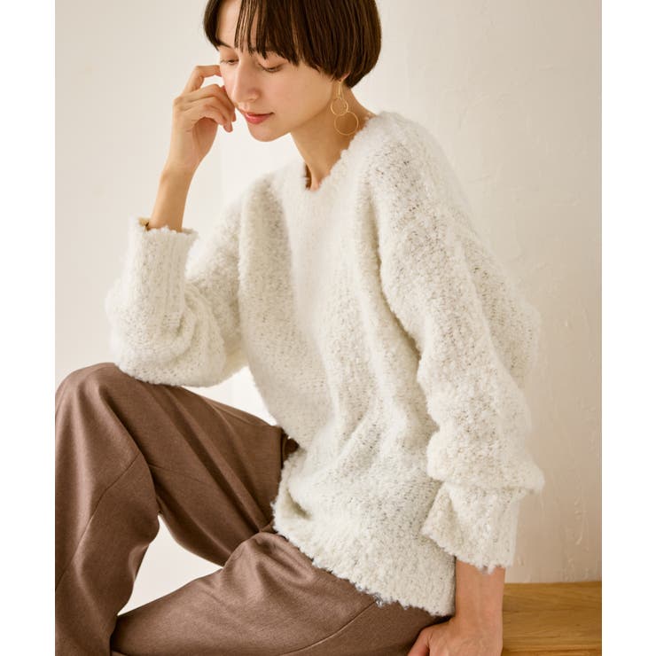 ホワイト(10) | ブークレカラーニット | ROPE' PICNIC