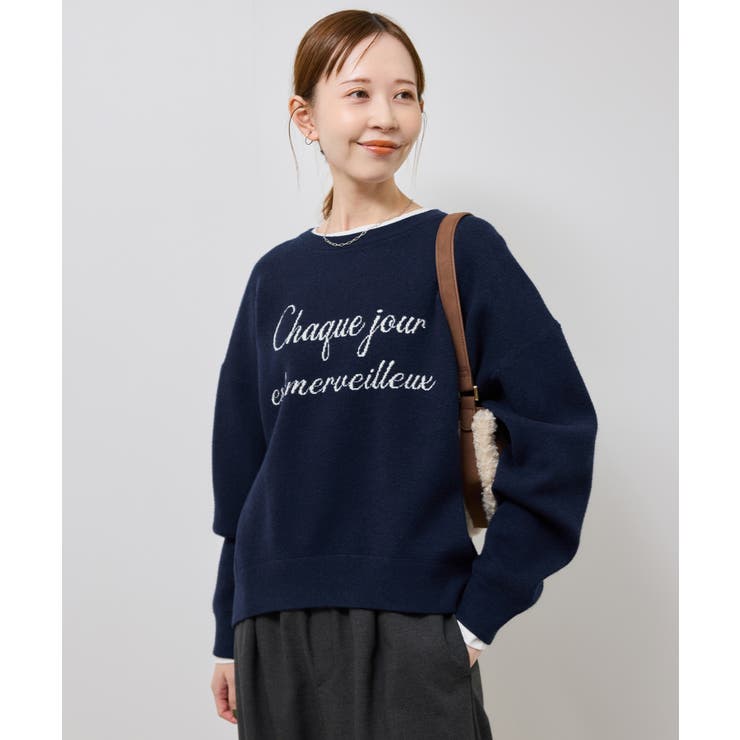 ネイビー(40) | スウェットライクロゴニットプルオーバー | ROPE' PICNIC