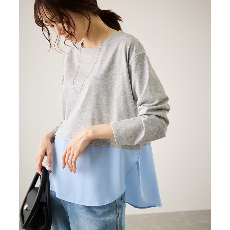 布帛ドッキングロングスリーブTシャツ | ROPE' PICNIC | 詳細画像1 