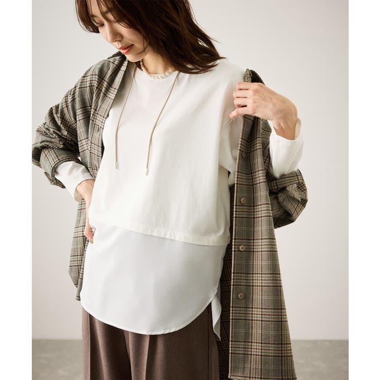 布帛ドッキングロングスリーブTシャツ | ROPE' PICNIC | 詳細画像14 