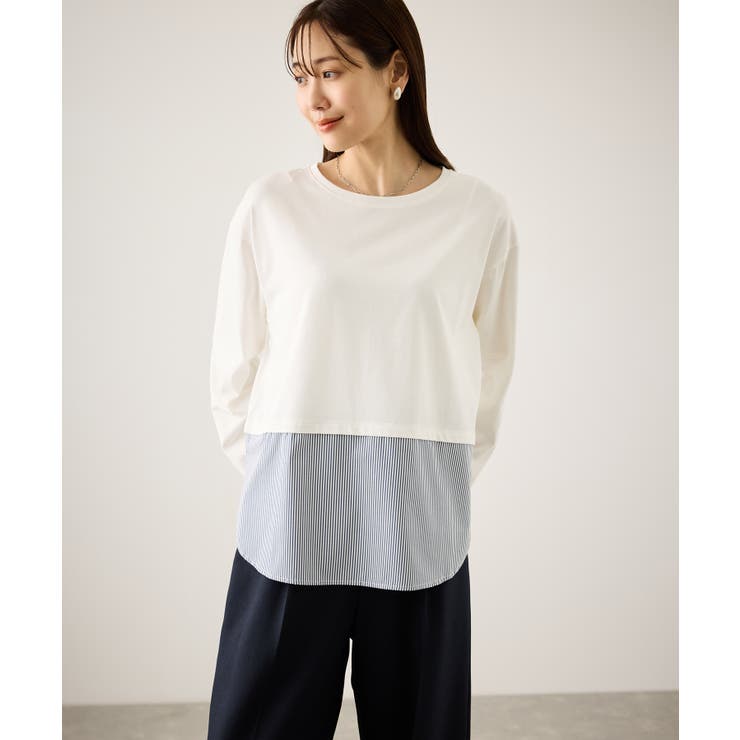 布帛ドッキングロングスリーブTシャツ | ROPE' PICNIC | 詳細画像16 