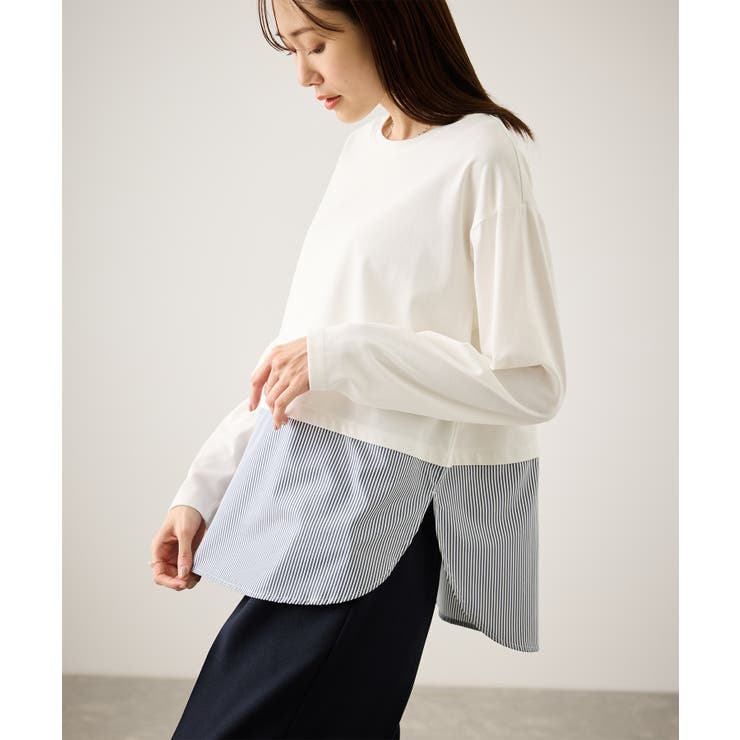 布帛ドッキングロングスリーブTシャツ | ROPE' PICNIC | 詳細画像17 