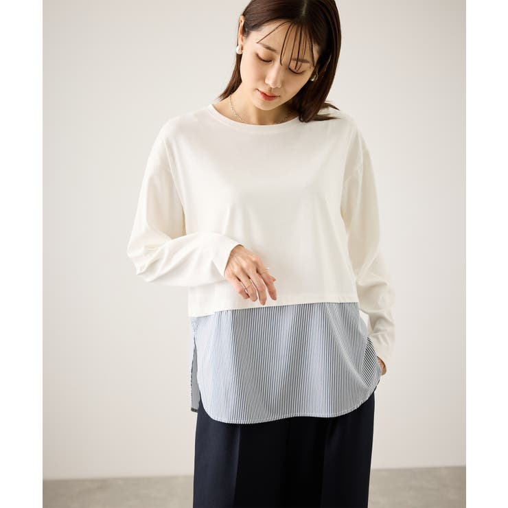 布帛ドッキングロングスリーブTシャツ | ROPE' PICNIC | 詳細画像18 