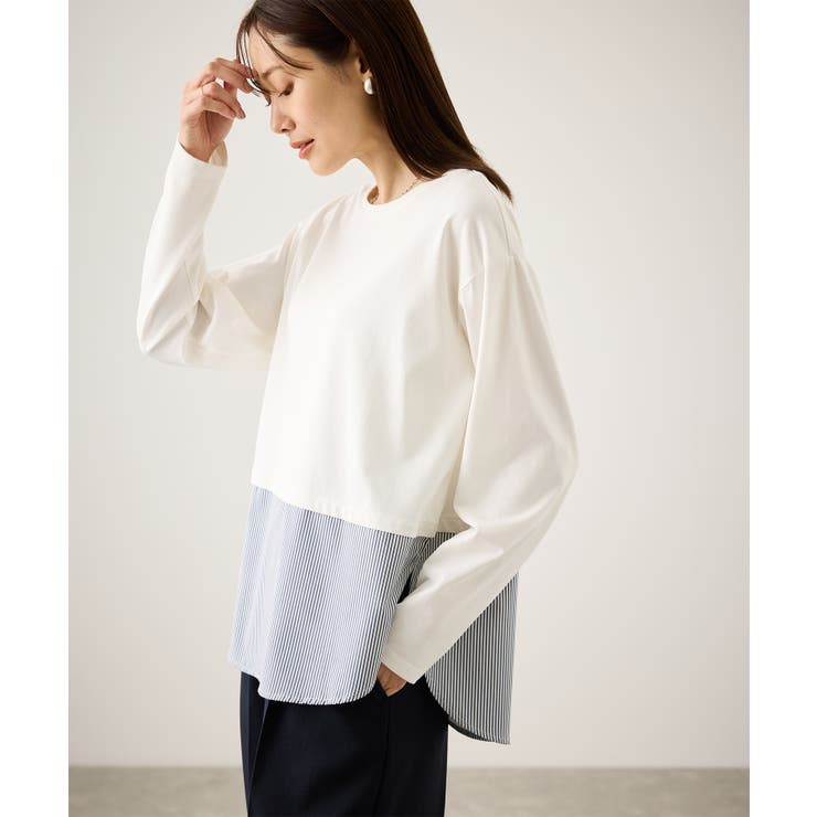 ホワイト系(12) | 布帛ドッキングロングスリーブTシャツ | ROPE' PICNIC