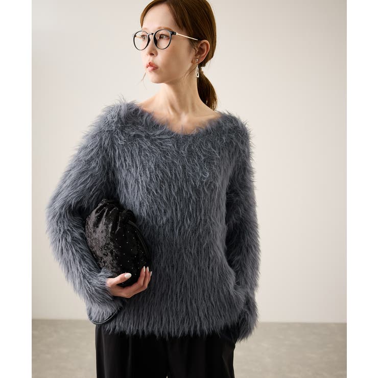 チャコール(06) | フェザーVネックニット | ROPE' PICNIC