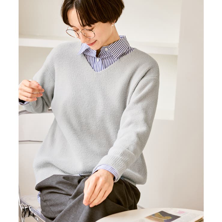 【新色追加】スフレニットシリーズ Vネックニットプルオーバー イージーケア | ROPE' PICNIC | 詳細画像18 