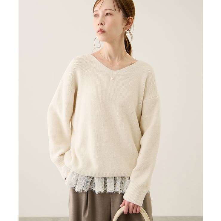 キナリ(16) | 【新色追加】スフレニットシリーズ Vネックニットプルオーバー イージーケア | ROPE' PICNIC