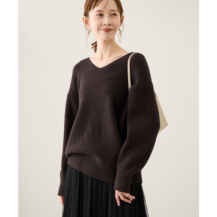 ブラウン(20) | 【新色追加】スフレニットシリーズ Vネックニットプルオーバー イージーケア | ROPE' PICNIC