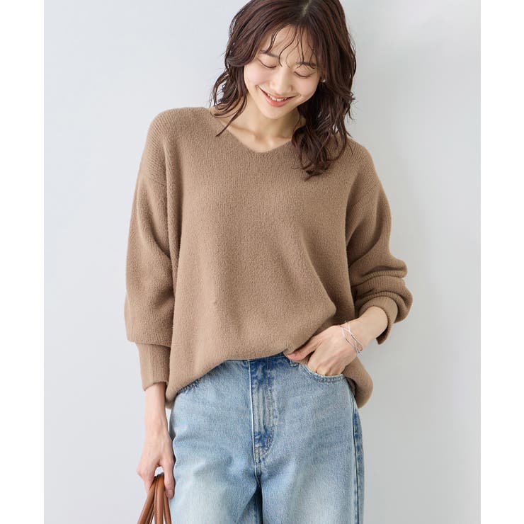 ベージュ(27) | 【新色追加】スフレニットシリーズ Vネックニットプルオーバー イージーケア | ROPE' PICNIC