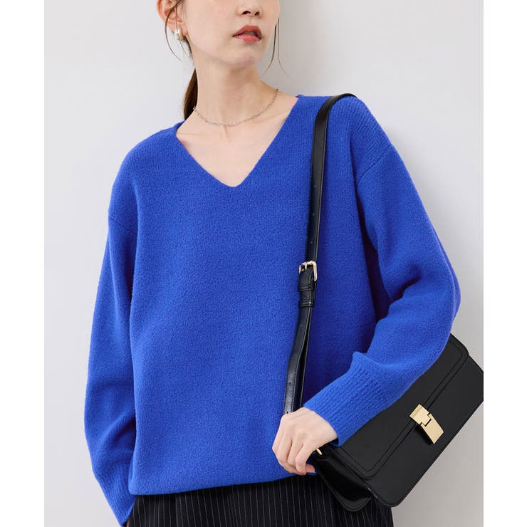 ブルー(44) | 【新色追加】スフレニットシリーズ Vネックニットプルオーバー イージーケア | ROPE' PICNIC