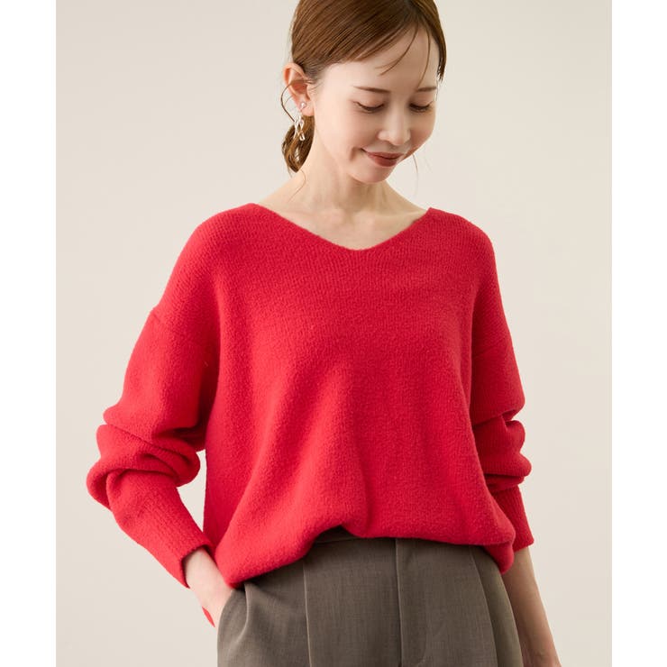 レッド(60) | 【新色追加】スフレニットシリーズ Vネックニットプルオーバー イージーケア | ROPE' PICNIC