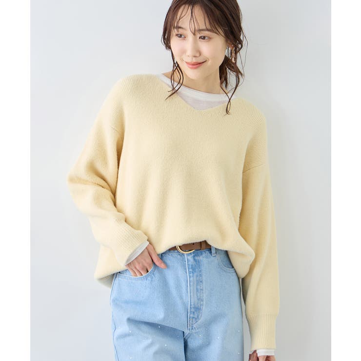 クリーム(83) | 【新色追加】スフレニットシリーズ Vネックニットプルオーバー イージーケア | ROPE' PICNIC