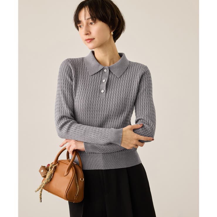 ポロカラーミニケーブルニット/イージーケア | ROPE' PICNIC | 詳細画像5 