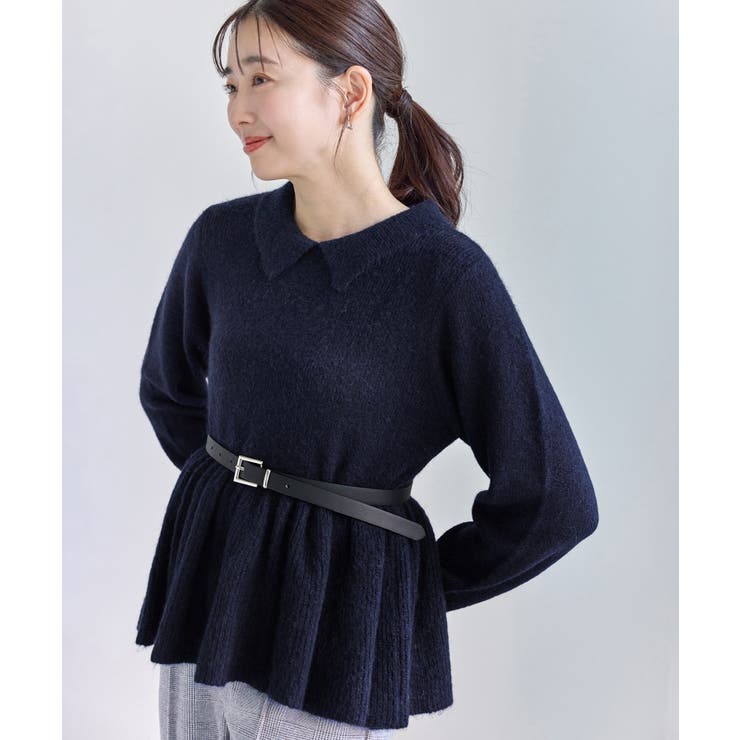 ネイビー(40) | アンゴラ混ペプラムニット | ROPE' PICNIC