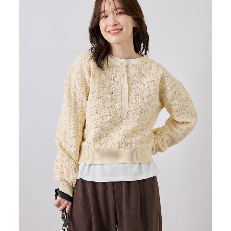 キナリ(16) | 透かし編みスポンディッシュヘンリーネックニット | ROPE' PICNIC