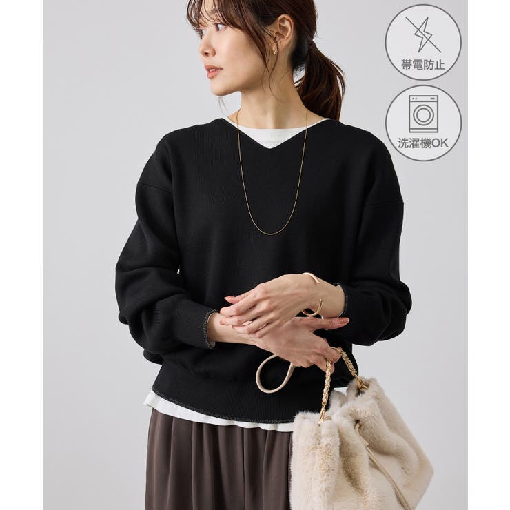 ブラック(01) | 【WEB限定カラー】マシュマロニットVネックプルオーバー | ROPE' PICNIC