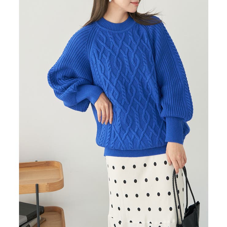 ブルー(44) | 【WEB限定】ビッグケーブルニットプルオーバー | ROPE' PICNIC