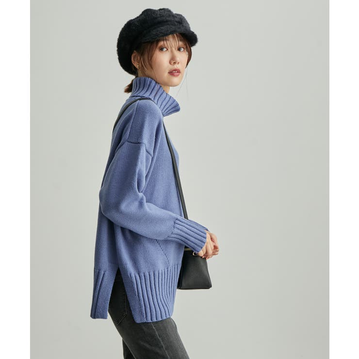 ブルー系(45) | 【WEB限定】タートルネックスリットニットプルオーバー | ROPE' PICNIC