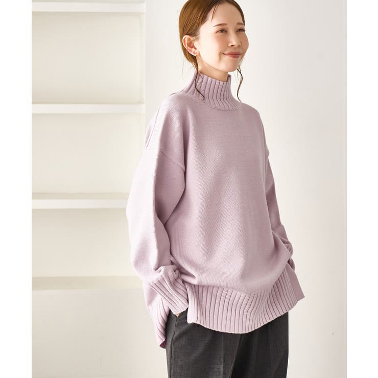 WEB限定】サイドスリットニットプルオーバー/イージーケア[品番