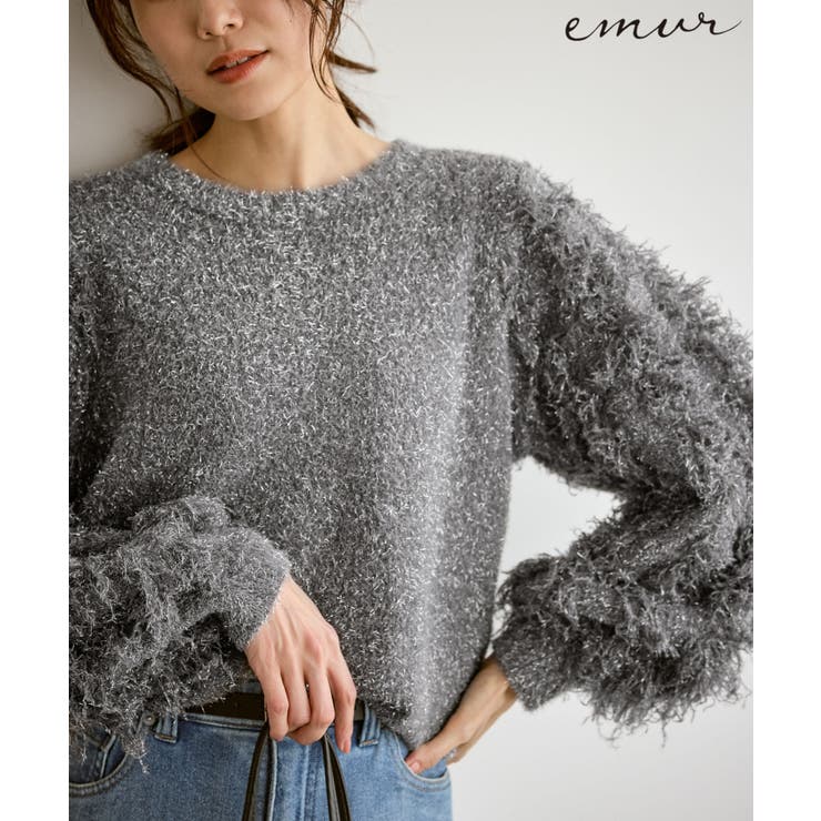 グレー(07) | 【emur/エミュール】ラメジャガードフリンジスリーブプルオーバー | ROPE' PICNIC