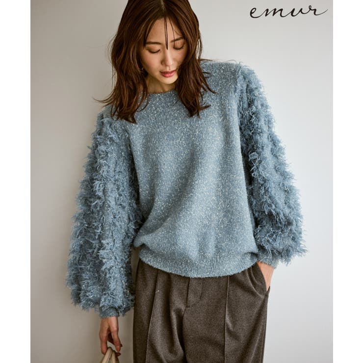ブルー(44) | 【emur/エミュール】ラメジャガードフリンジスリーブプルオーバー | ROPE' PICNIC