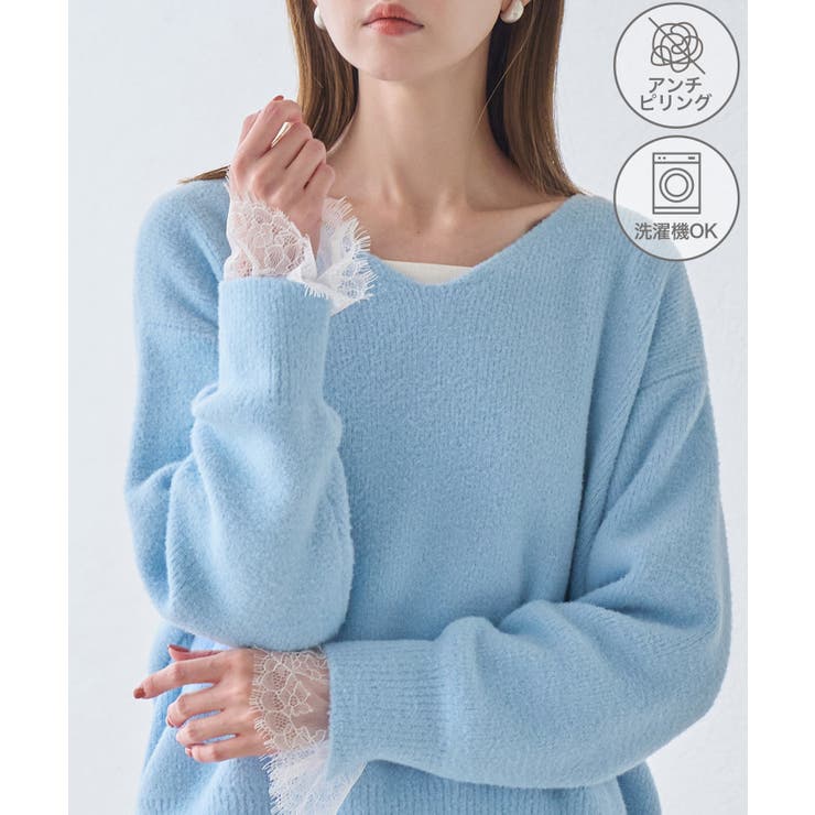 【ちゃんと＋かわいい保証】【WEB限定】スフレニット Vネックコンパクトプルオー… | ROPE' PICNIC | 詳細画像1 
